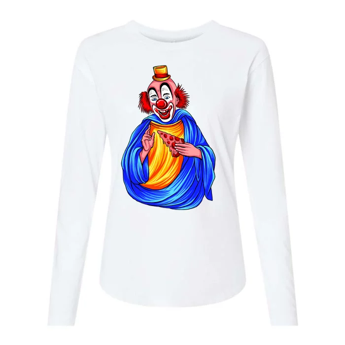 Ugly Clown Eating Pizza Womens Cotton Relaxed Long Sleeve T-Shirt