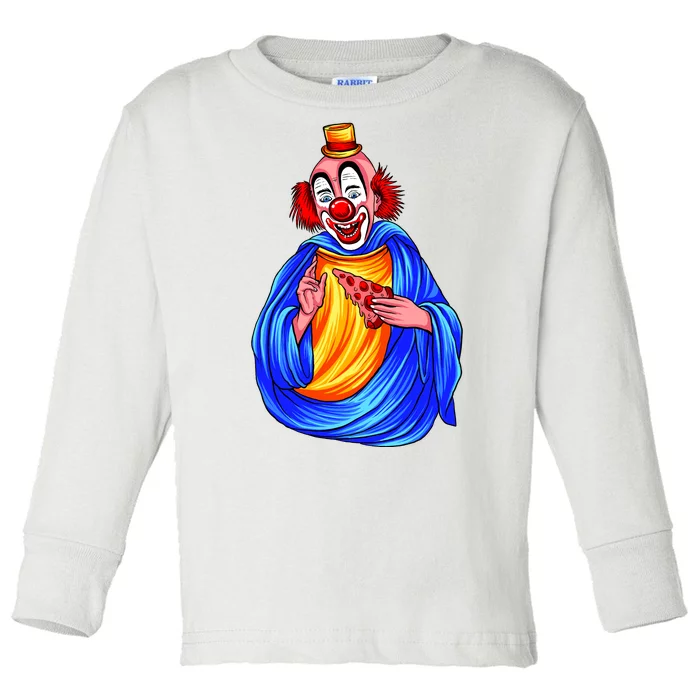 Ugly Clown Eating Pizza Toddler Long Sleeve Shirt