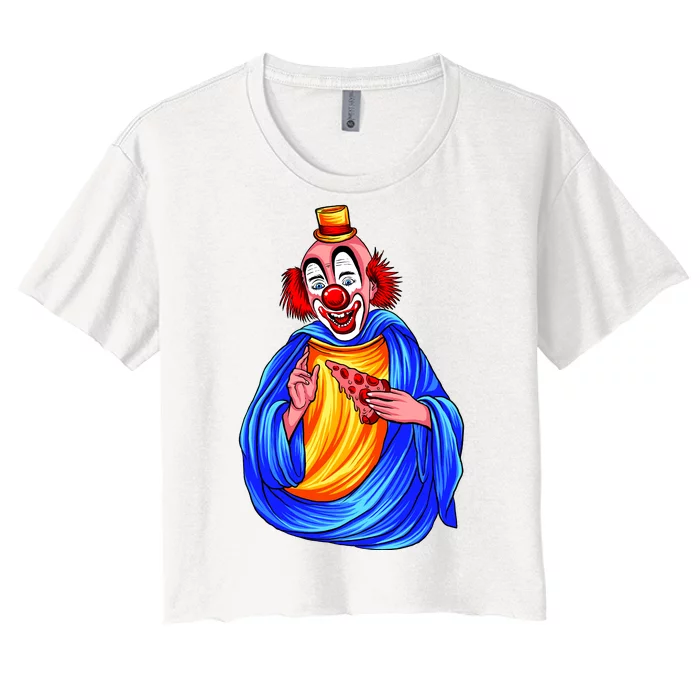 Ugly Clown Eating Pizza Women's Crop Top Tee