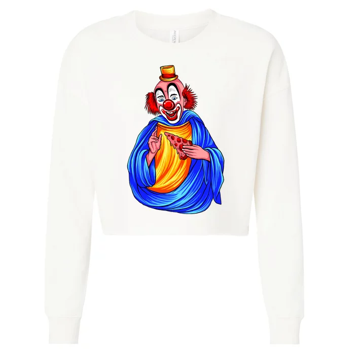 Ugly Clown Eating Pizza Cropped Pullover Crew