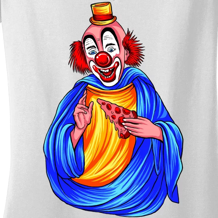 Ugly Clown Eating Pizza Women's V-Neck T-Shirt