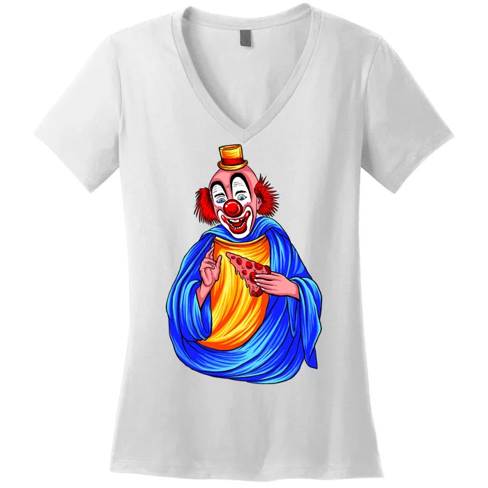 Ugly Clown Eating Pizza Women's V-Neck T-Shirt