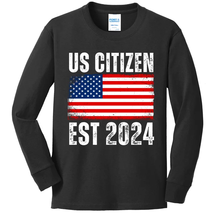 Us Citizen Est 2024 Kids Long Sleeve Shirt