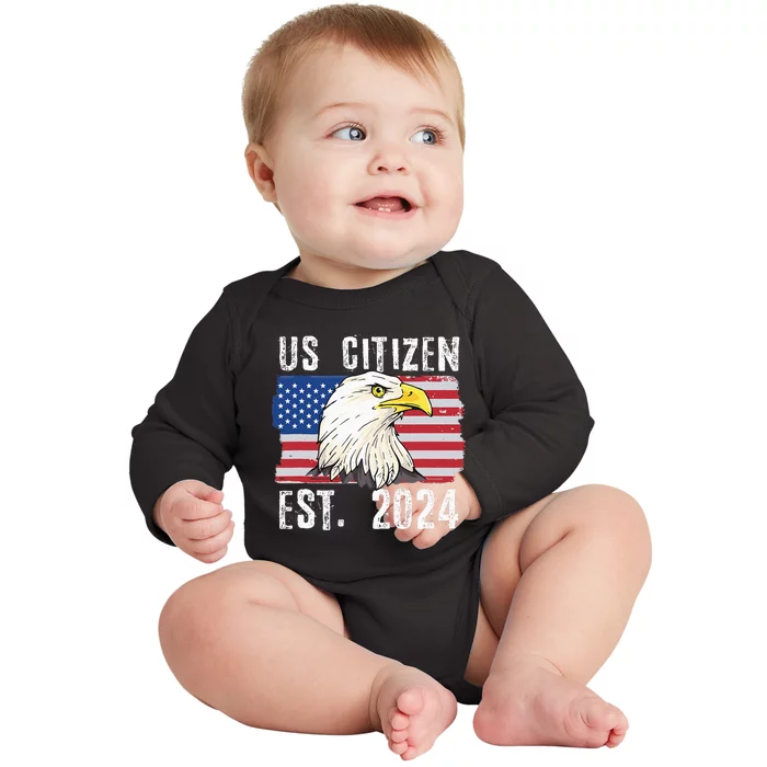 Us Citizen Est 2024 Citizenship New Usa Citizen Baby Long Sleeve Bodysuit