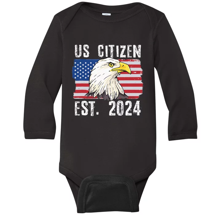 Us Citizen Est 2024 Citizenship New Usa Citizen Baby Long Sleeve Bodysuit