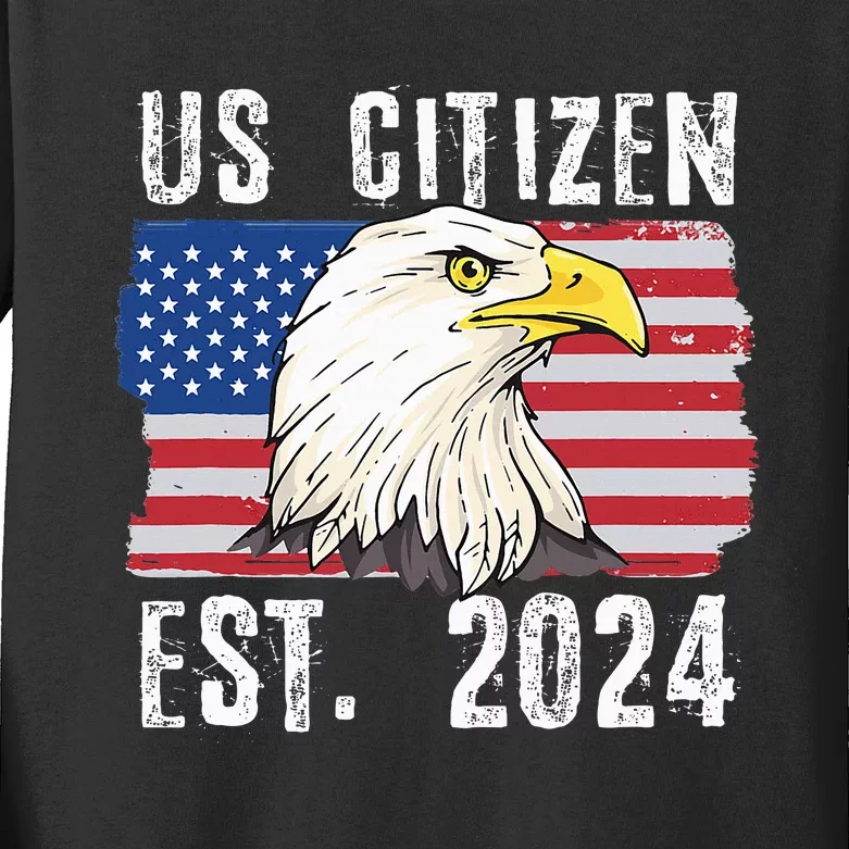 Us Citizen Est 2024 Citizenship New Usa Citizen Kids Long Sleeve Shirt