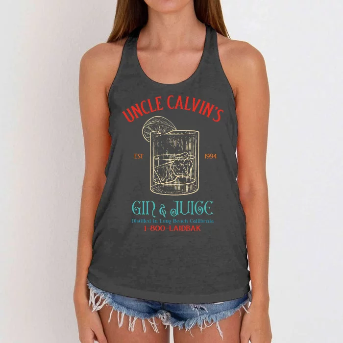 Uncle CalvinS Est 1994 Gin & Juice Retro Apparel Women's Knotted Racerback Tank