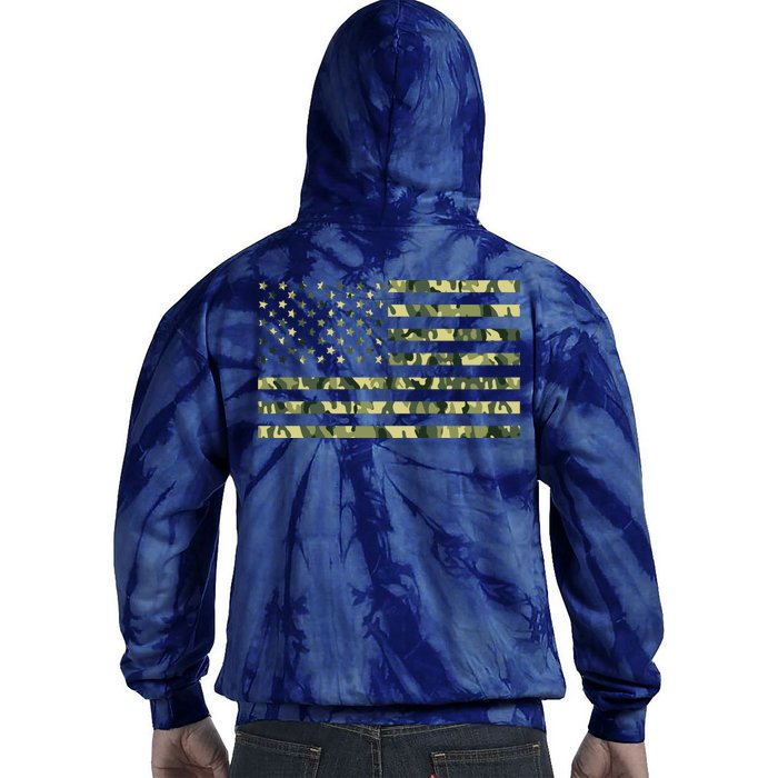 USA Camo Flag United States Of America Army Military Front & Back Front & Back Tie Dye Hoodie