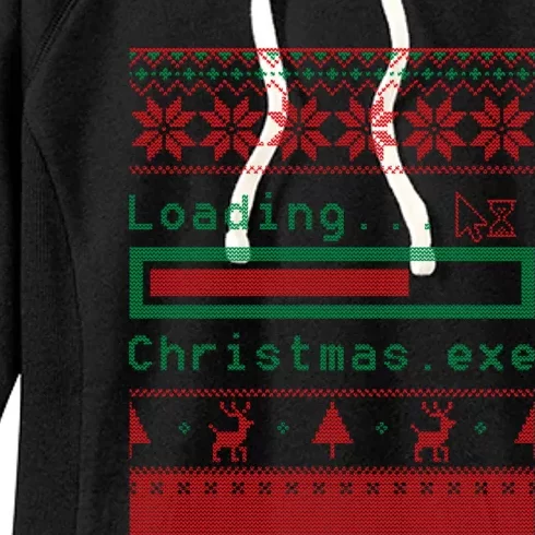 Ugly Christmas Funny Computer Geeky Loading Holiday Party Funny Gift Women's Fleece Hoodie