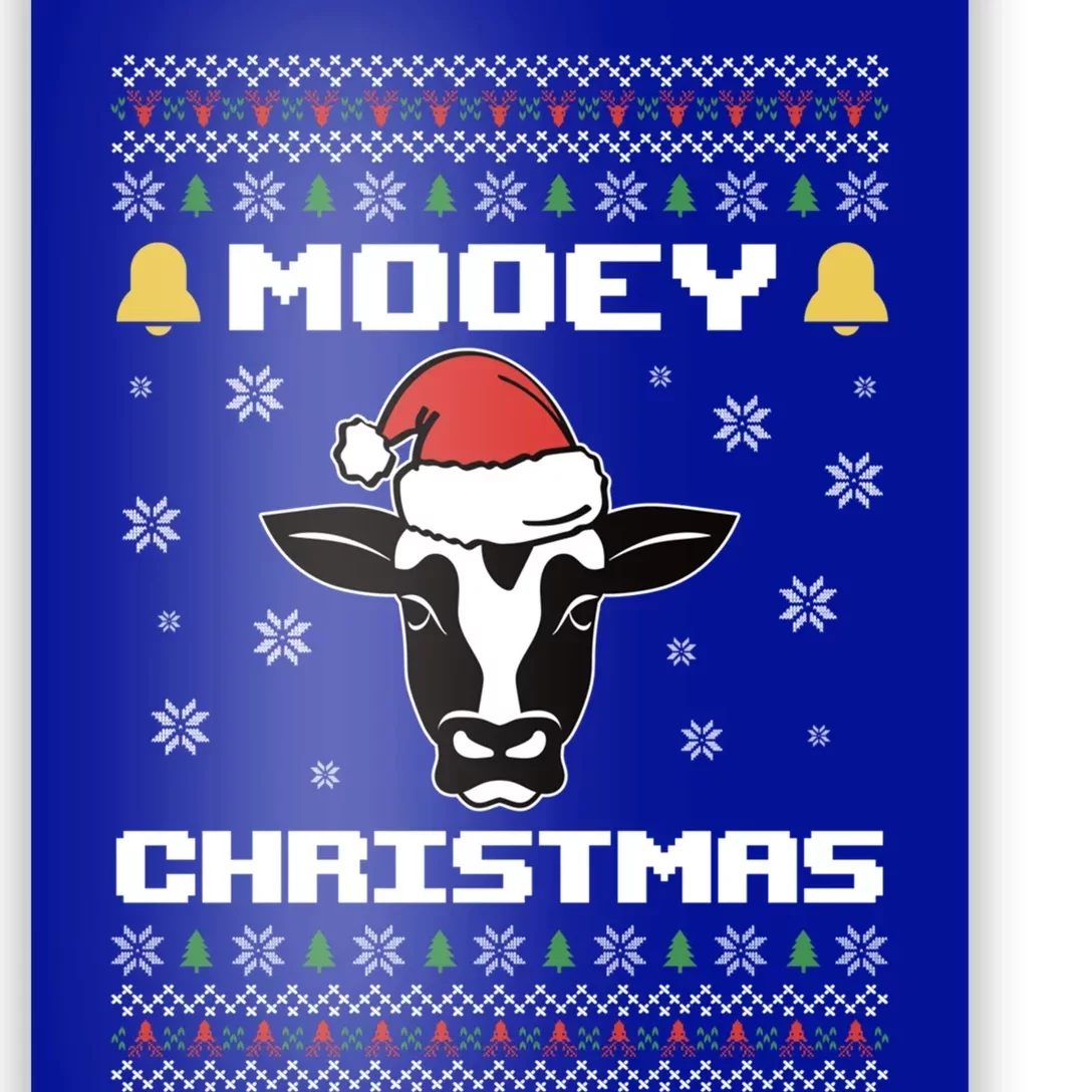 Ugly Christmas Farm Cow Santa Claus Mooey Christmas Gift Poster