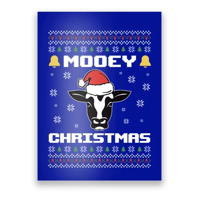 Ugly Christmas Farm Cow Santa Claus Mooey Christmas Gift Poster