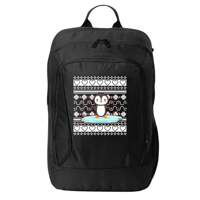 Ugly Christmas Funny Gift Red Xmas Santa Claus Penguin Gift City Backpack