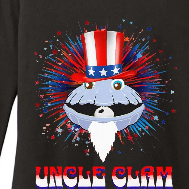 Uncle Clam Fourth of July Fireworks Funny Womens CVC Long Sleeve Shirt