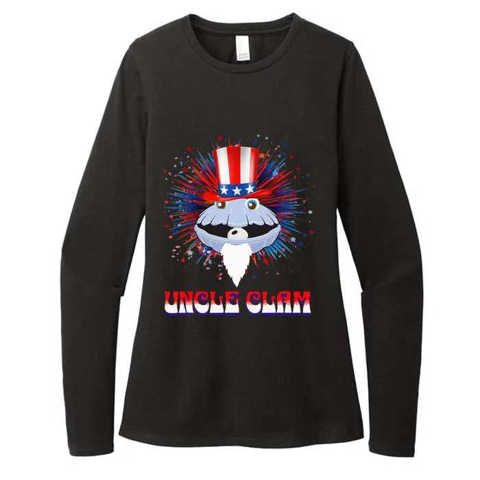 Uncle Clam Fourth of July Fireworks Funny Womens CVC Long Sleeve Shirt