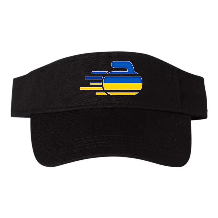 Ukraine Curling Fans Jersey Ukrainian Curlers Winter Sports Meaningful Gift Valucap Bio-Washed Visor