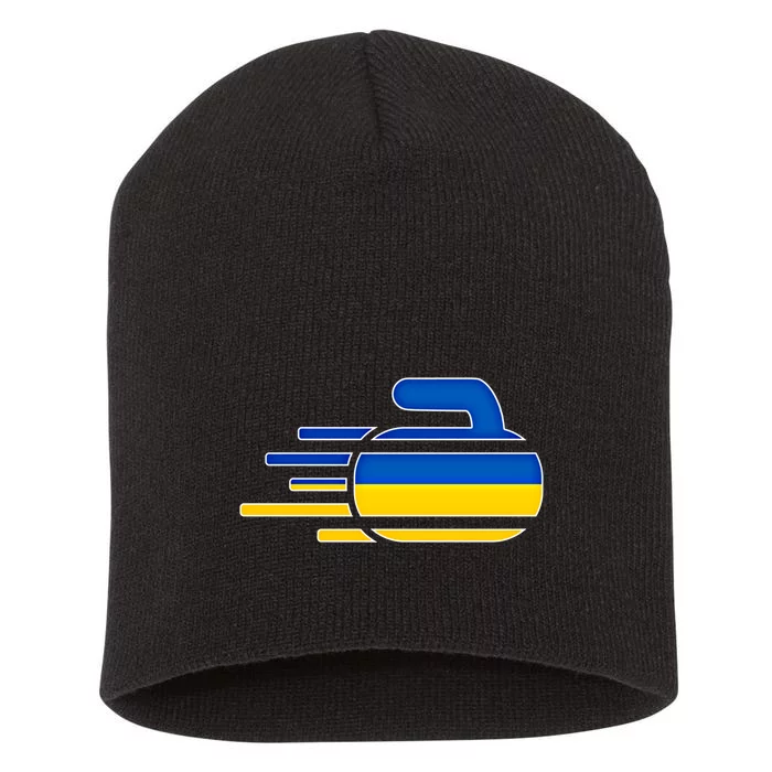 Ukraine Curling Fans Jersey Ukrainian Curlers Winter Sports Meaningful Gift Short Acrylic Beanie