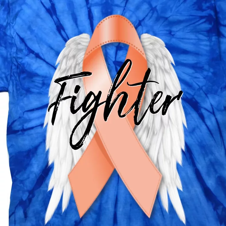 Uterine Cancer Fighter Peach Ribbon Angel Wings Survivor Meaningful Gift Tie-Dye T-Shirt