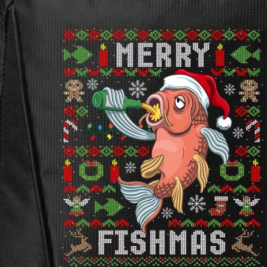 Ugly Christmas Fish Merry Fishmas Christmas Gift City Backpack