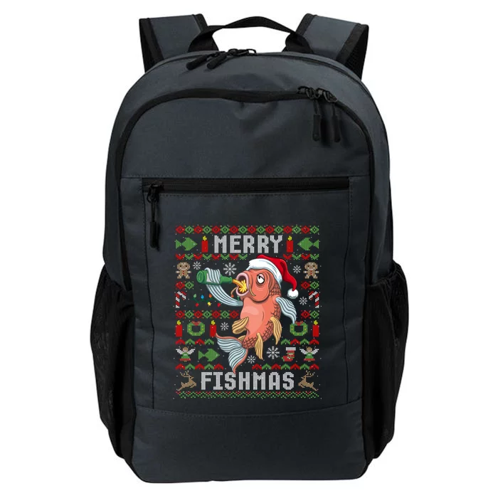 Ugly Christmas Fish Merry Fishmas Christmas Gift Daily Commute Backpack