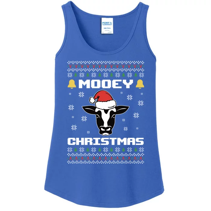 Ugly Christmas Farm Cow Santa Claus Mooey Christmas Gift Ladies Essential Tank