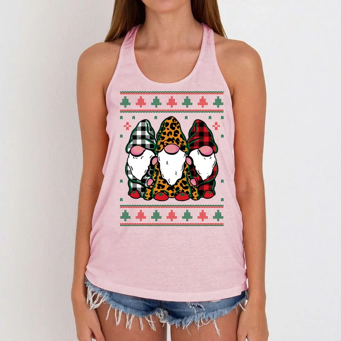 Ugly Christmas Gnomes Women's Knotted Racerback Tank