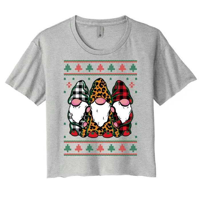 Ugly Christmas Gnomes Women's Crop Top Tee