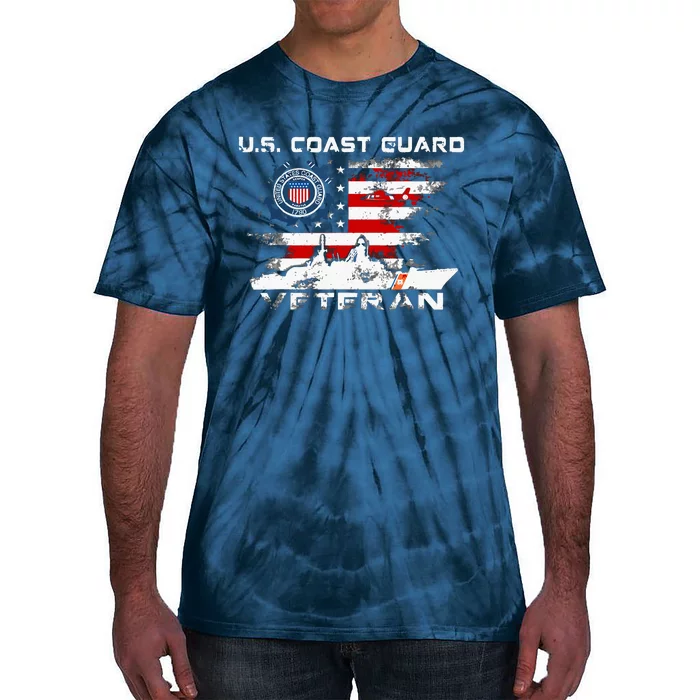 US Coast Guard Veteran Vintage Veteran Flag Tees Tie-Dye T-Shirt