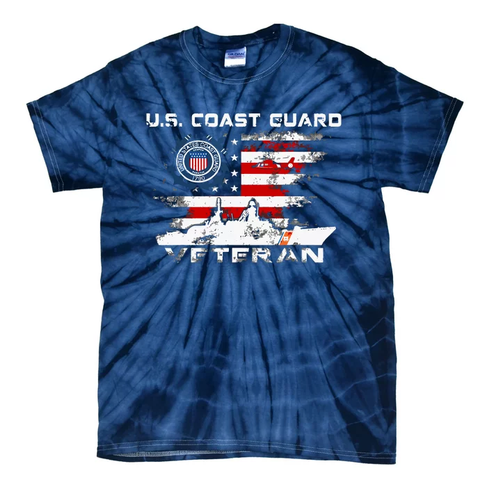 US Coast Guard Veteran Vintage Veteran Flag Tees Tie-Dye T-Shirt