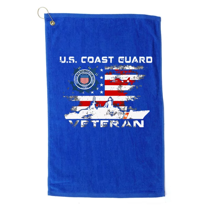 US Coast Guard Veteran Vintage Veteran Flag Tees Platinum Collection Golf Towel