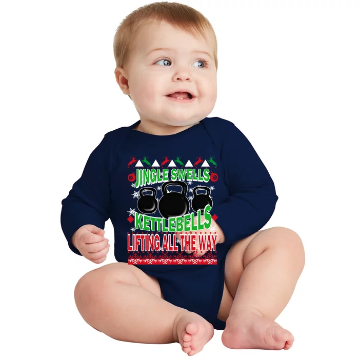 Ugly Christmas Gym Kettlebell Weightlifting Fitness Gift Meaningful Gift Baby Long Sleeve Bodysuit