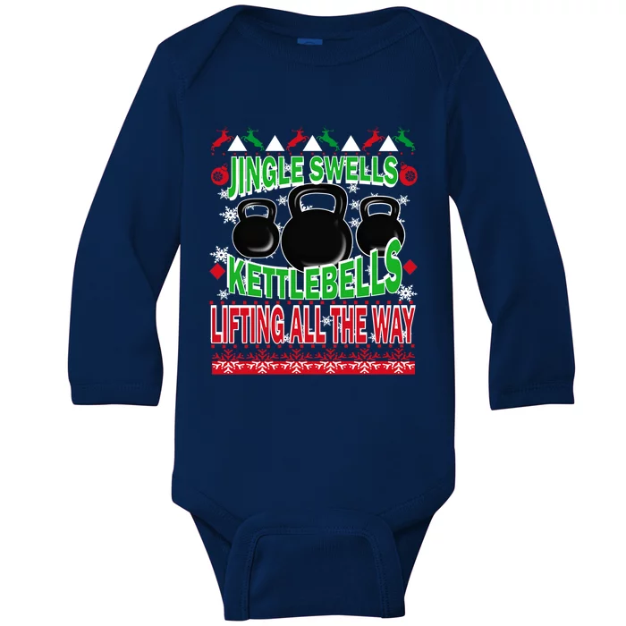 Ugly Christmas Gym Kettlebell Weightlifting Fitness Gift Meaningful Gift Baby Long Sleeve Bodysuit