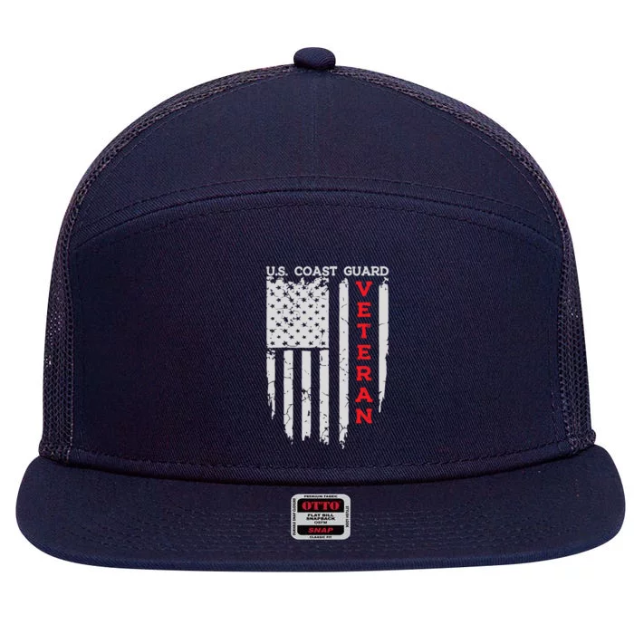 Us Coast Guard Veteran Uscg American Flag 7 Panel Mesh Trucker Snapback Hat