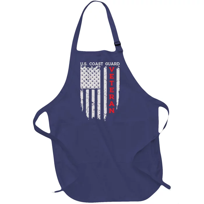 Us Coast Guard Veteran Uscg American Flag Full-Length Apron With Pocket