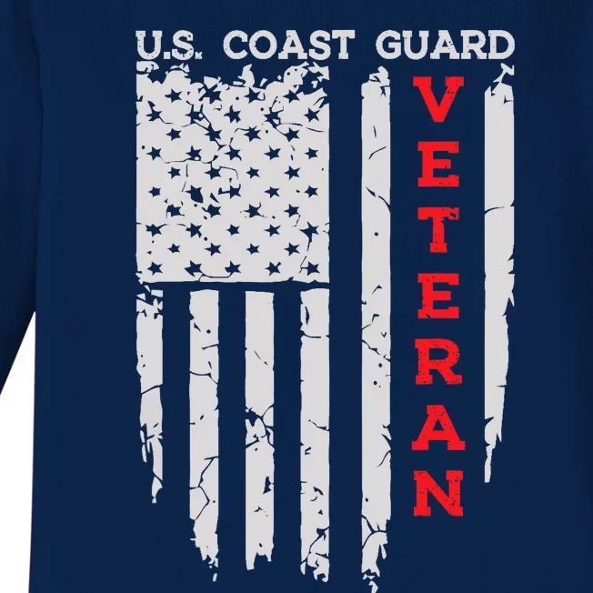 Us Coast Guard Veteran Uscg American Flag Baby Long Sleeve Bodysuit