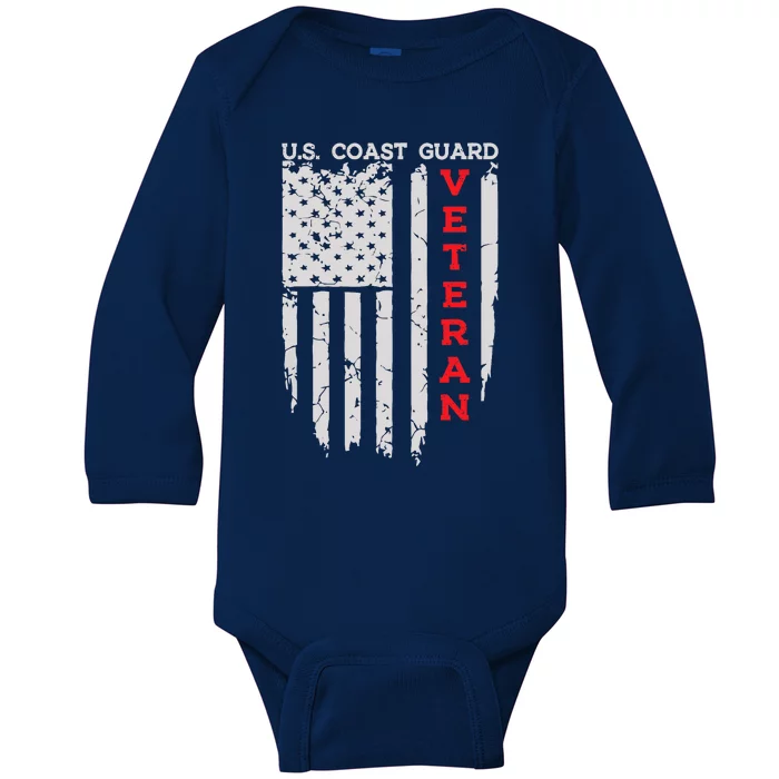 Us Coast Guard Veteran Uscg American Flag Baby Long Sleeve Bodysuit