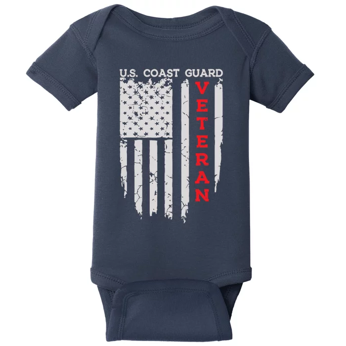 Us Coast Guard Veteran Uscg American Flag Baby Bodysuit