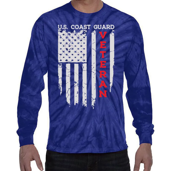 Us Coast Guard Veteran Uscg American Flag Tie-Dye Long Sleeve Shirt