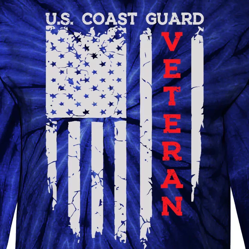 Us Coast Guard Veteran Uscg American Flag Tie-Dye Long Sleeve Shirt