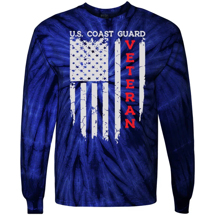 Us Coast Guard Veteran Uscg American Flag Tie-Dye Long Sleeve Shirt