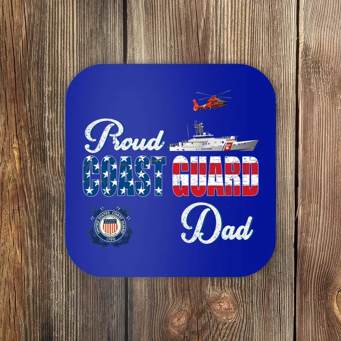 Us Coast Guard Dad Uscg American Flag Vintage Cool Gift Coaster