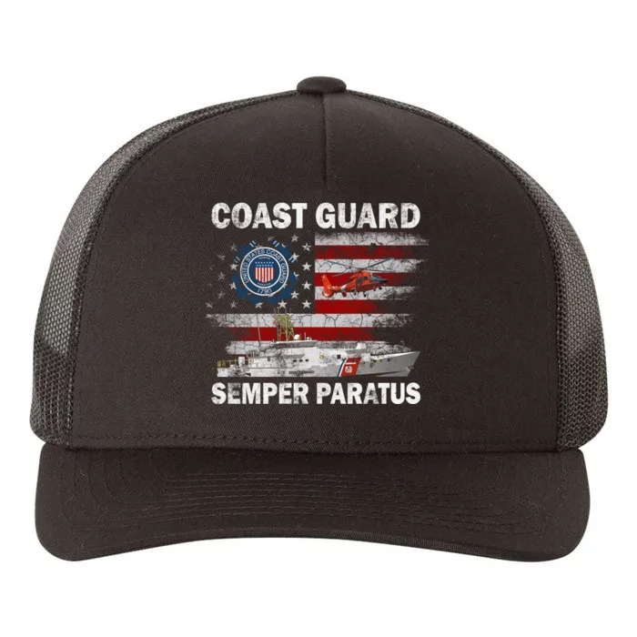 U.S. Coast Guard USCG SEMPER PARATUS Flag Vintage Pullover Hoodie Yupoong Adult 5-Panel Trucker Hat