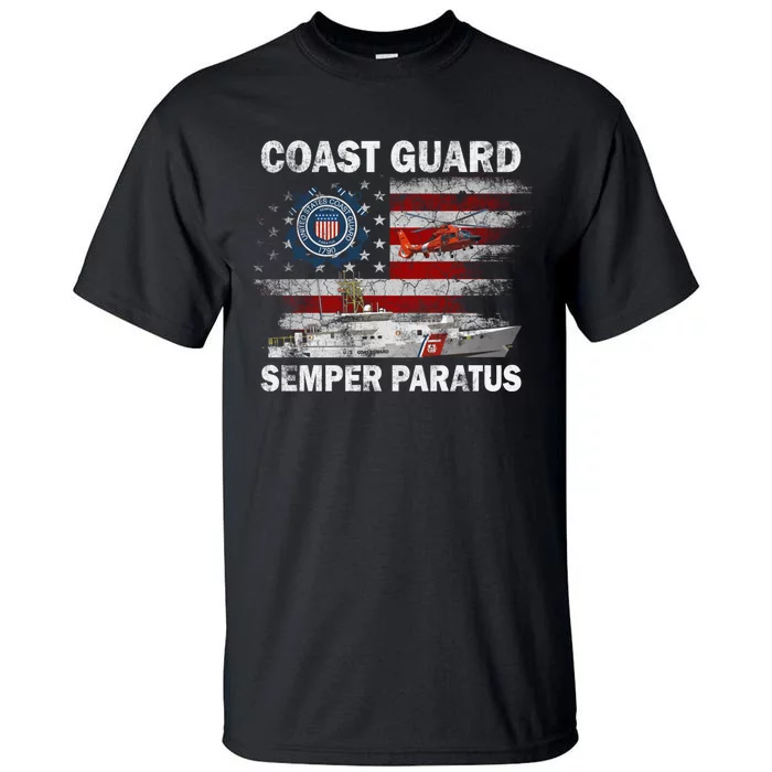 U.S. Coast Guard USCG SEMPER PARATUS Flag Vintage Pullover Hoodie Tall T-Shirt