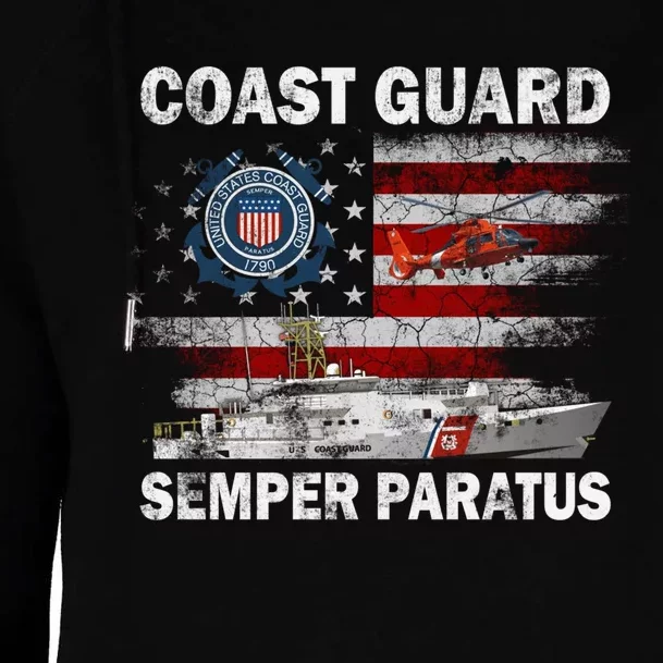 U.S. Coast Guard USCG SEMPER PARATUS Flag Vintage Pullover Hoodie Womens Funnel Neck Pullover Hood