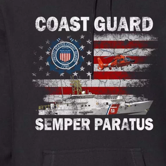 U.S. Coast Guard USCG SEMPER PARATUS Flag Vintage Pullover Hoodie Premium Hoodie