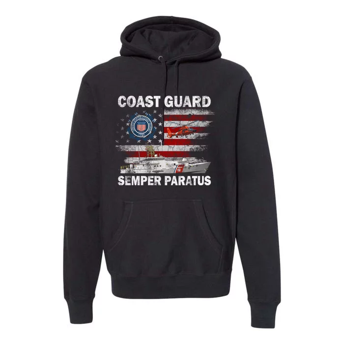 U.S. Coast Guard USCG SEMPER PARATUS Flag Vintage Pullover Hoodie Premium Hoodie