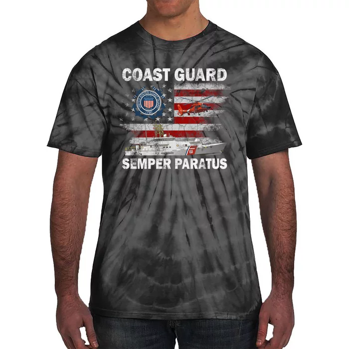 U.S. Coast Guard USCG SEMPER PARATUS Flag Vintage Pullover Hoodie Tie-Dye T-Shirt