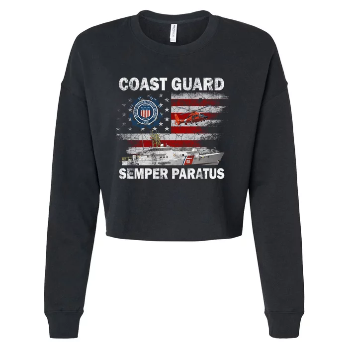 U.S. Coast Guard USCG SEMPER PARATUS Flag Vintage Pullover Hoodie Cropped Pullover Crew