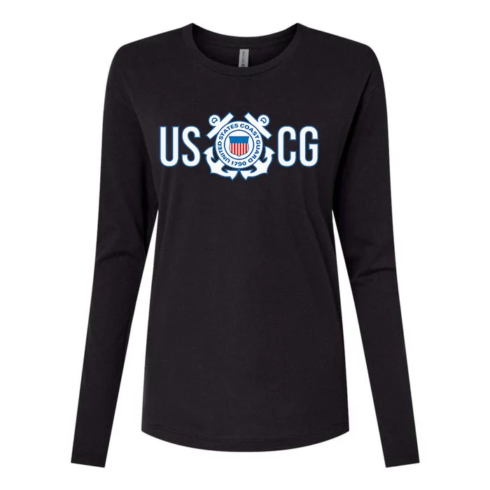 Us Coast Guard Uscg United States Anchor Womens Cotton Relaxed Long Sleeve T-Shirt