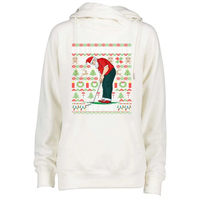 Ugly Christmas Golf Santa Claus Pun Gift Womens Funnel Neck Pullover Hood