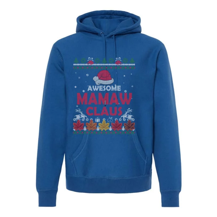 Ugly Christmas Grandma Gift Funny Santa Mamaw Claus Gift Premium Hoodie